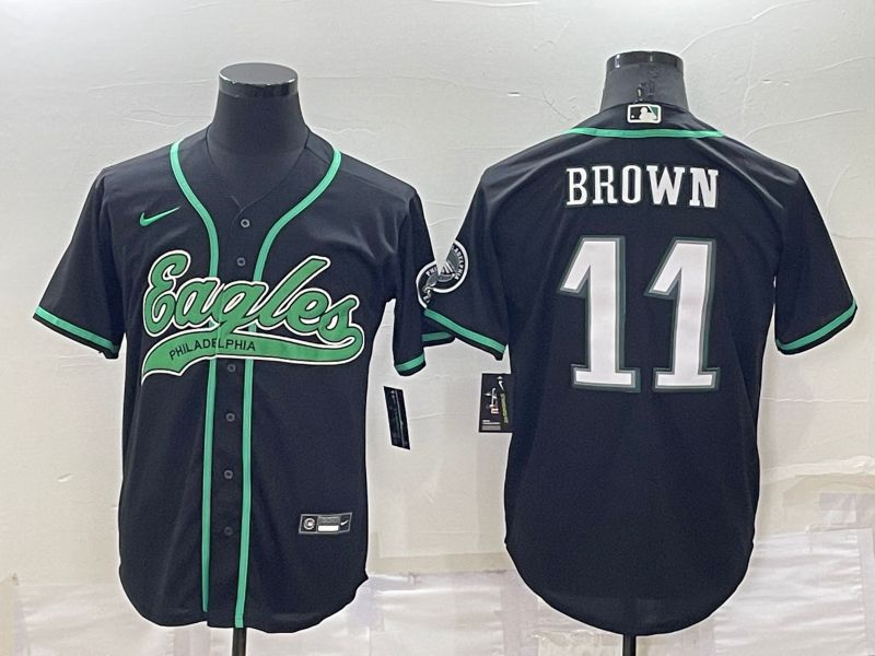 Men Philadelphia Eagles #11 Brown Black Nike Co branded Jersey